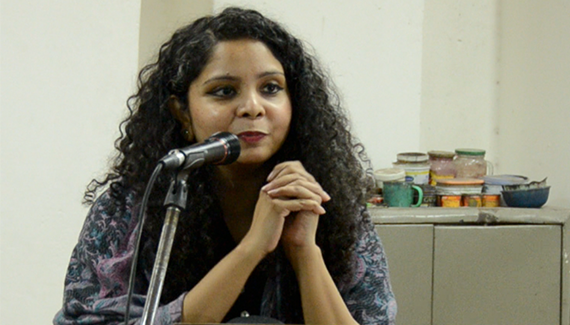 Rana Ayub delivering her speech.
