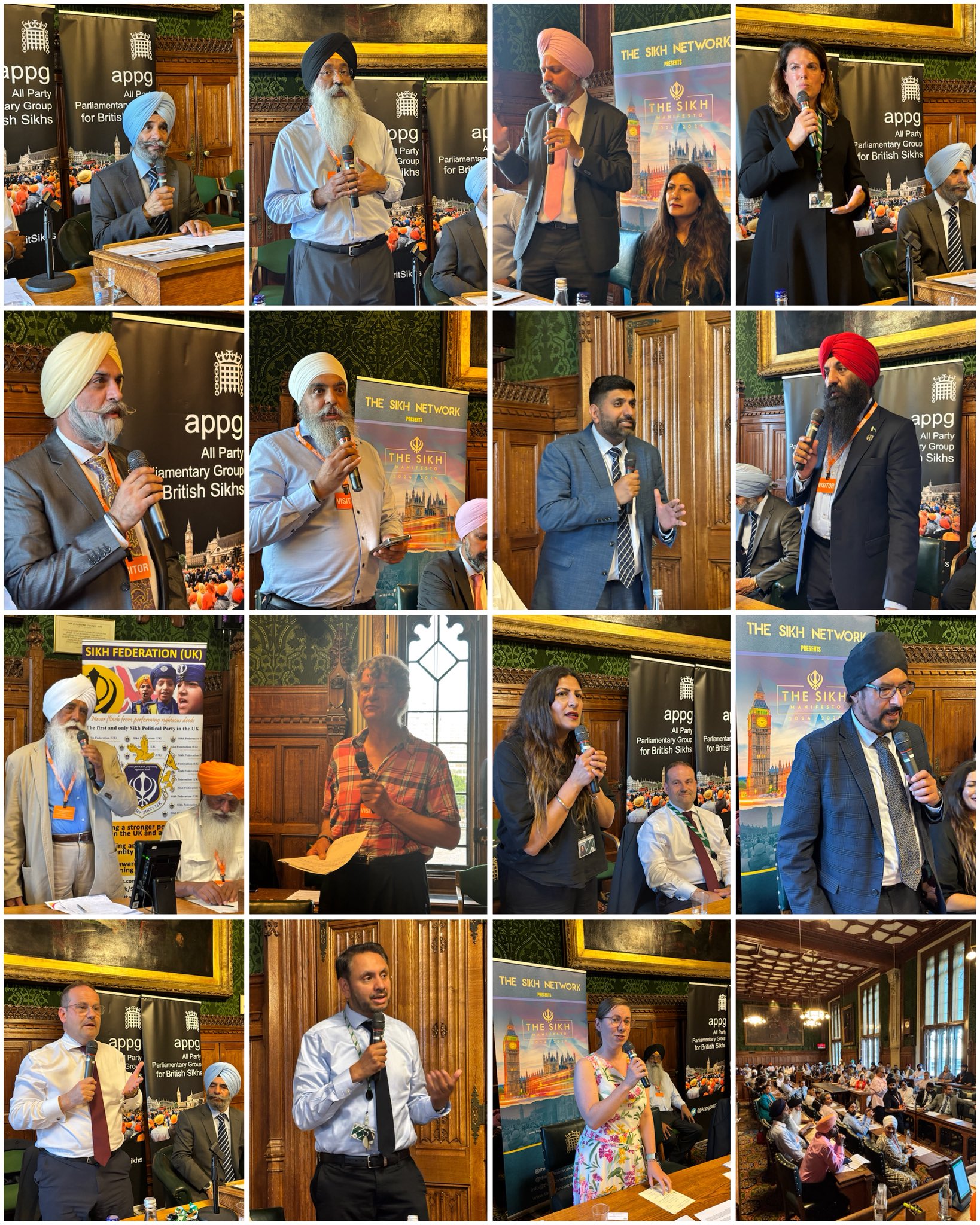 A collage of pictures of event held in UK Parliament in London to mark 20th Anniversary of the All Party Parliamentary Group for British Sikhs