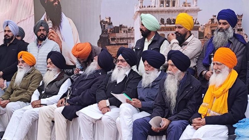 A view of the stage during the gathering at Amritsar on 26 January 2026