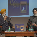 Harinder Singh and Roopinder Singh in conversation during SikhRI book discussion on Guru Gobind Singh Sahib Life Vision and Wisdom in Chandigarh