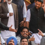 Rahul Gandhi and Ravneet Singh Bittu at Parliament House entrance