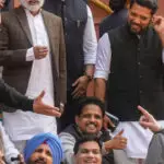 Rahul Gandhi and Ravneet Singh Bittu at Parliament House entrance