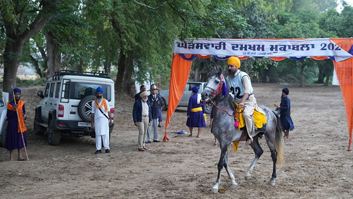 Virasti Khed Akhara Held Horse Equestrian Endurance Competition at Guru Ki Kashi in Memory of Jathedar Baba Maghar Singh (rider Sewa Singh, Lakhi Jangal Khalsa Jatha)