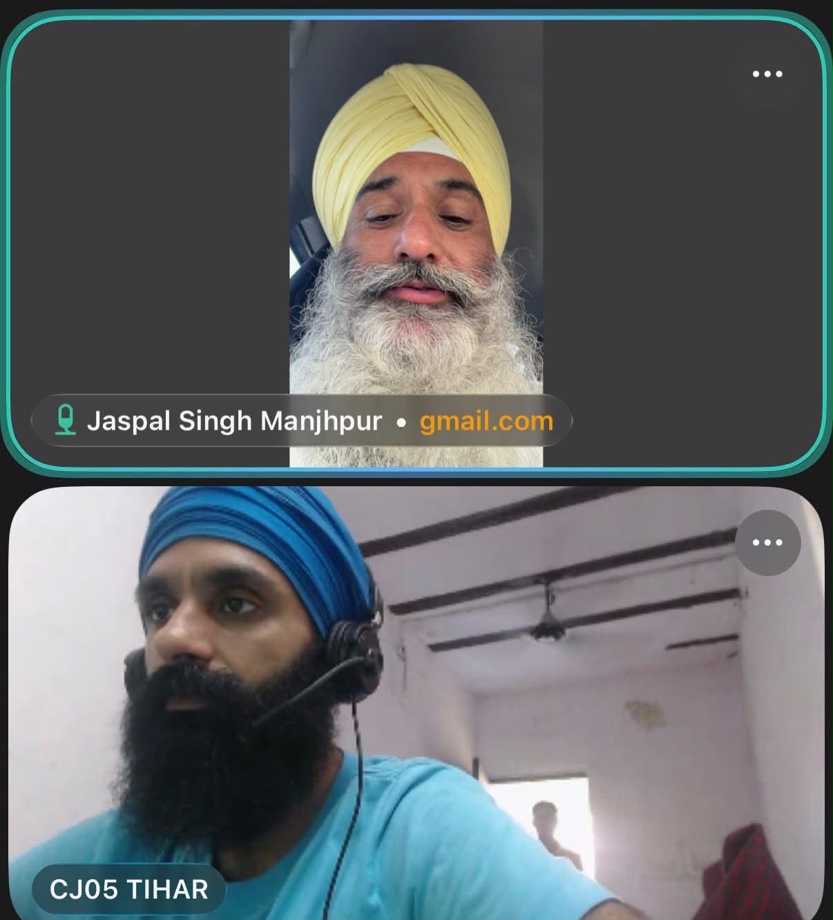 Advocate Jaspal Singh Manjhpur during a video call with Jagtar Singh Jaggi Johal