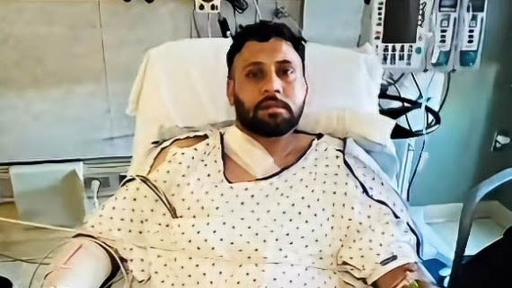 Gurvinder Singh in the hospital.