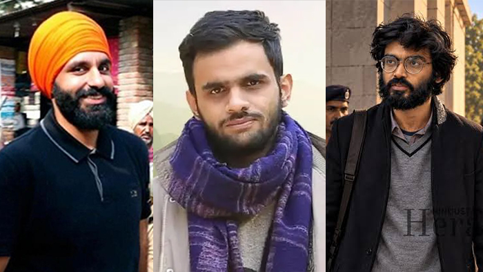 Left to Right: Jagtar Singh Johal, Umar Khalid and Sharjeel Imam [USCIRF Freedom of religion or belief (FoRB) prisoners] | File Photos