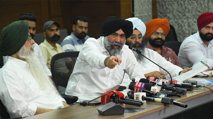 Amitoj Mann addressing a press conference in Chandigarh