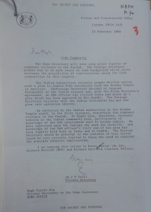 23rd February 1984 Foreign & Commonwealth Office document