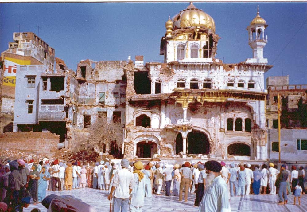 Akal Takht Sahib after June 1984 attack by Indian Army