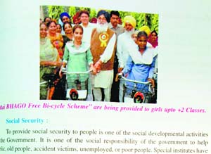 CM Parkash Singh Badal’s picture in a PSEB class VIII book