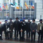 UK and Italian Sikh representatives outside the European Parliament