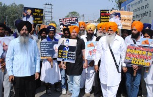 A view of march organized by Dal Khalsa at Hoshiarpur