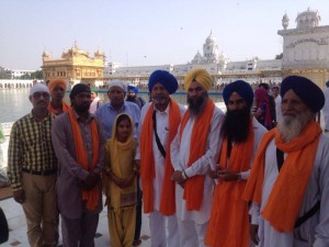 Harbhajan Singh Khalsa with others at Darbar Sahib on 6 June 2014.