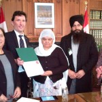 Sikh genocide survivor Bibi Jagdish Kaur with NDP officials