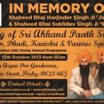 SFUK - Annual 'Bhai Jinda & Bhai Sukha' Derby Programme - 13.10.13