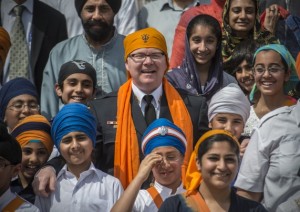 Lt. Brian Murphy with young Sikhs and Children at Oak Creek Gurdwara Sahib
