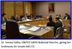 United Sikhs Director giving her testimony